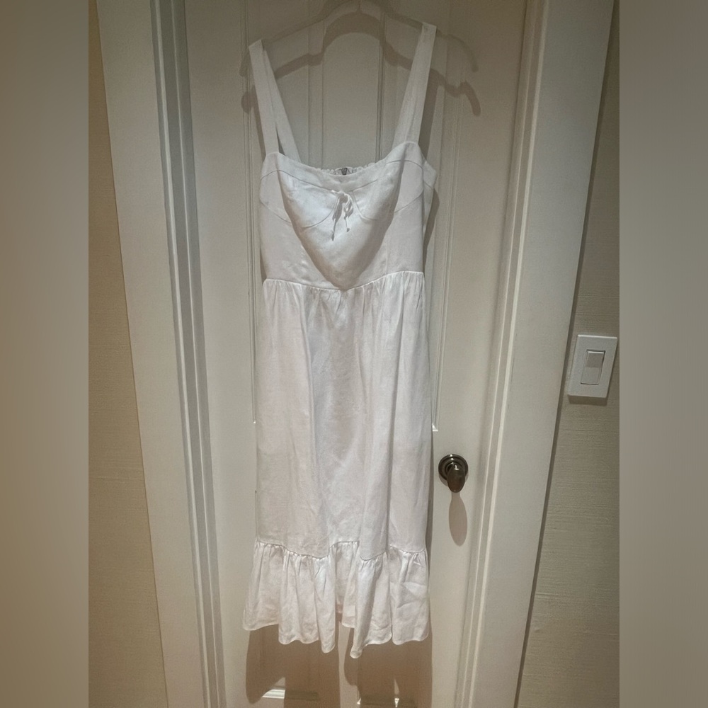 Reformation white midi linen dress